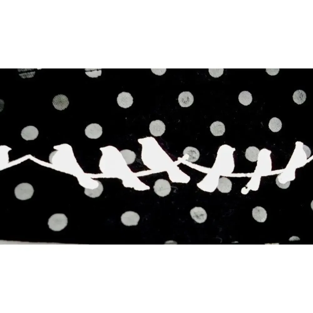 Black & White Screen Printed Belt White Birds on a Wire One Size Jenna Rose S-XL
